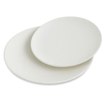 Mayco Earthenware Bisque Plates -one coupe salad and one coupe dinner plate stacked
