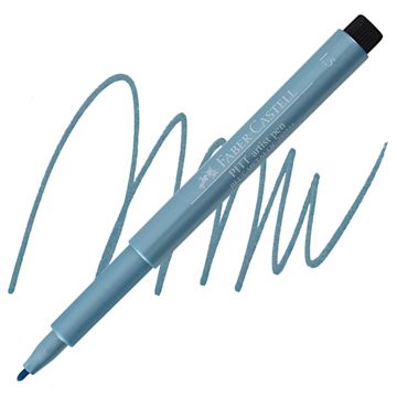 Open in modal - Faber-Castell Pitt Artist Pen - Blue Metallic, Bullet Nib pen and swatch