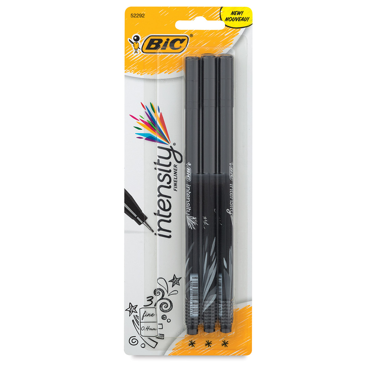 BIC Intensity Fineliner Marker Pens Fine Point 0.4 mm Black Barrel