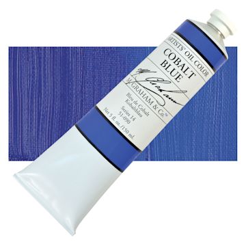 Open in modal - M. Graham Artists' Oil Color - Cobalt Blue, 150 oz tube and swatch