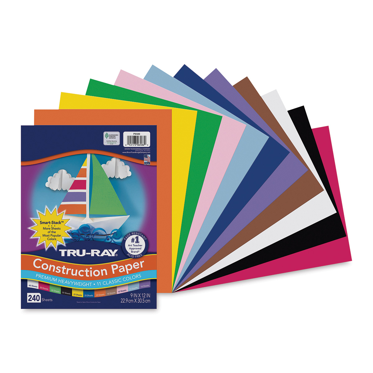 Tru-Ray 9 x 12 Construction Paper, Black/White, 144 Sheets/Pack