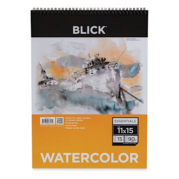 Open in modal - Blick Essentials Watercolor Pad - 11" x 15", 90 lb, Spiral-bound, 15 Sheets