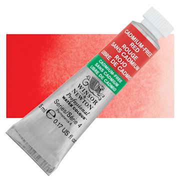 Open in modal - Winsor & Newton Professional Watercolor - Cadmium-Free Red, 5 ml Tube and swatch