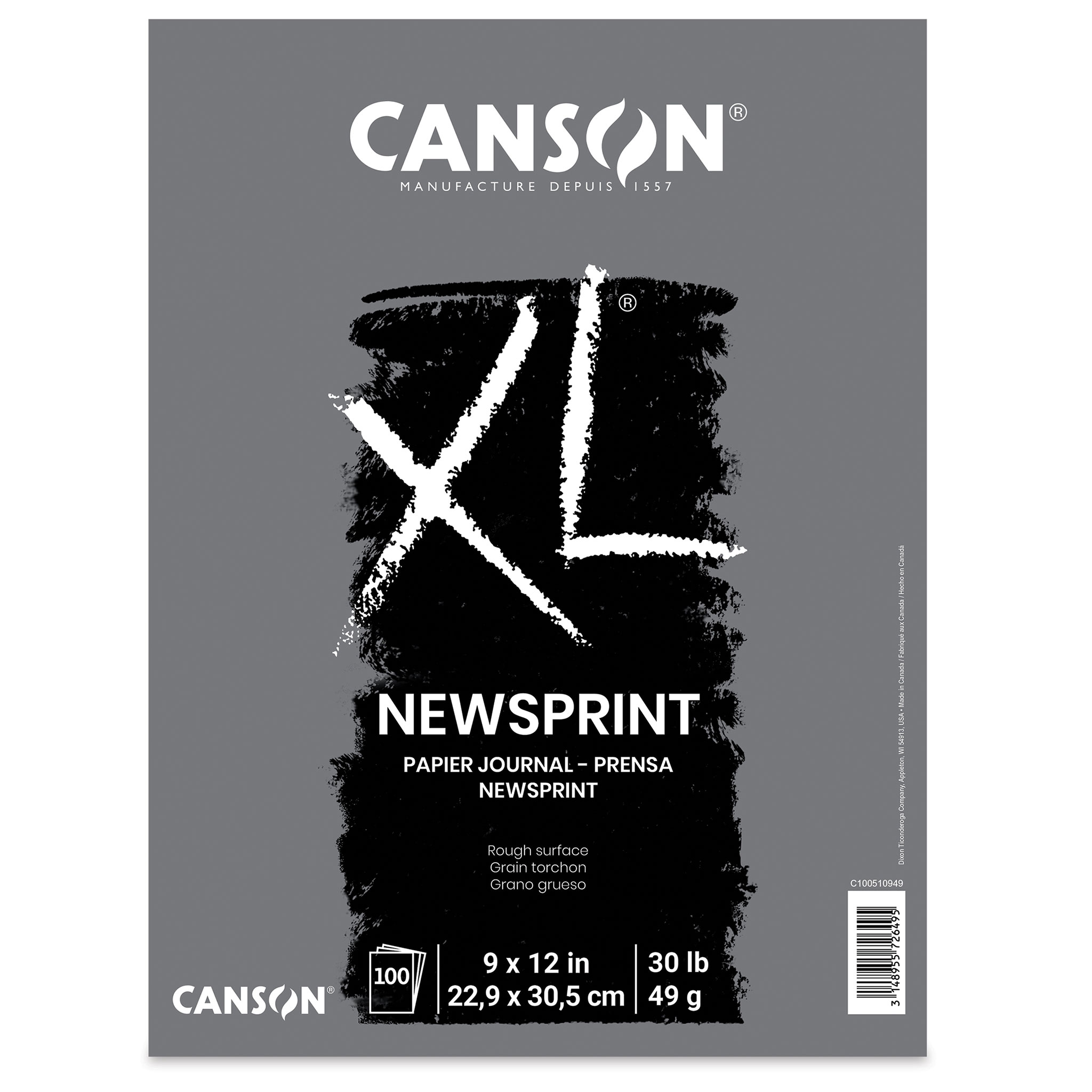 Canson XL Series Newsprint Paper, Foldover Pad, 9x12 inches, 100 Sheets  (30lb/49g) - Artist Paper for Adults and Students 9 x 12 (100 Sheets)