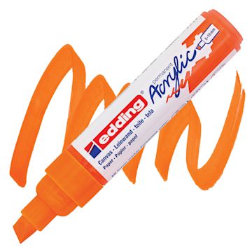 Open in modal - Edding Acrylic Paint Marker - Neon Orange 066, Broad marker and swatch