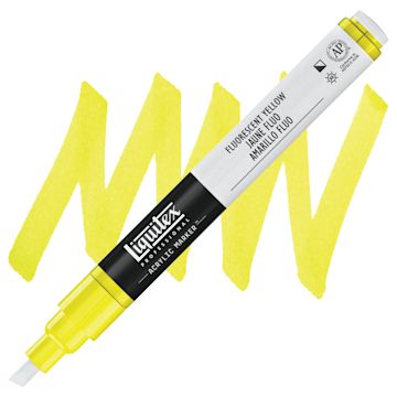 Open in modal - Liquitex Paint Marker - Fluorescent Yellow, 2mm Tip marker and swatch