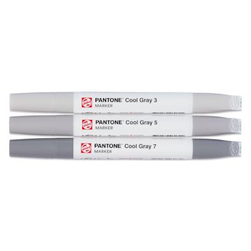 Open in modal - Pantone Dual Tip Markers - Cool Gray, Set of 3, markers with caps on