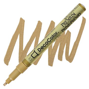 Open in modal - DecoColor Premium Paint Marker - Gold, Leafing Tip, 2 mm marker and swatch