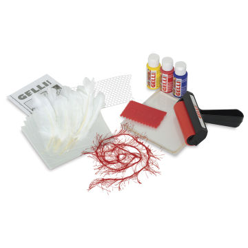 Gelli Arts Printing Kit - Components of Feather Printing Kit shown