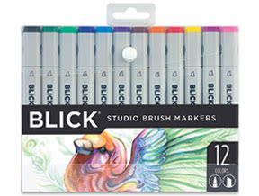 Blick Studio Brush Markers - Assorted Colors, Set of 12