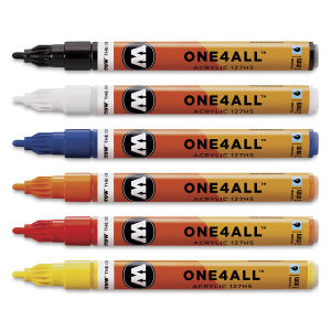 Molotow One4All Acrylic Markers - Assorted Colors, 2 mm, Set of 6 (out of package)