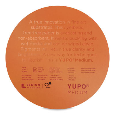 Yupo Round Synthetic Paper - Top view of 8" 10 sheet package