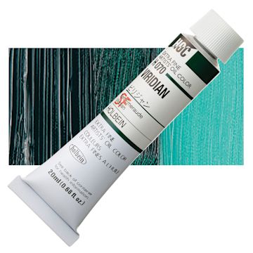 Open in modal - Holbein Artists' Oil Color - Viridian, 20 ml tube and swatch