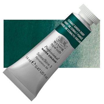 Open in modal - Winsor & Newton Professional Watercolor - Cobalt Green Deep, 14 ml , Tube and swatch