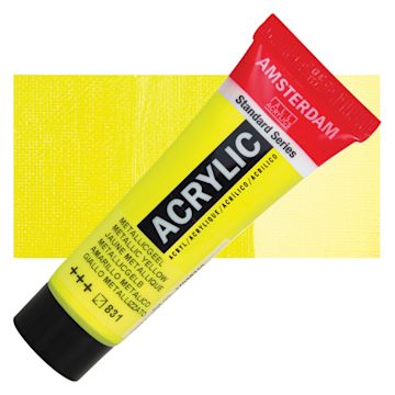 Open in modal - Amsterdam Standard Series Acrylic - Metallic Yellow, 20 ml Tube and swatch