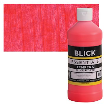 Open in modal - Blick Essentials Tempera - Fluorescent Red, Pint and swatch