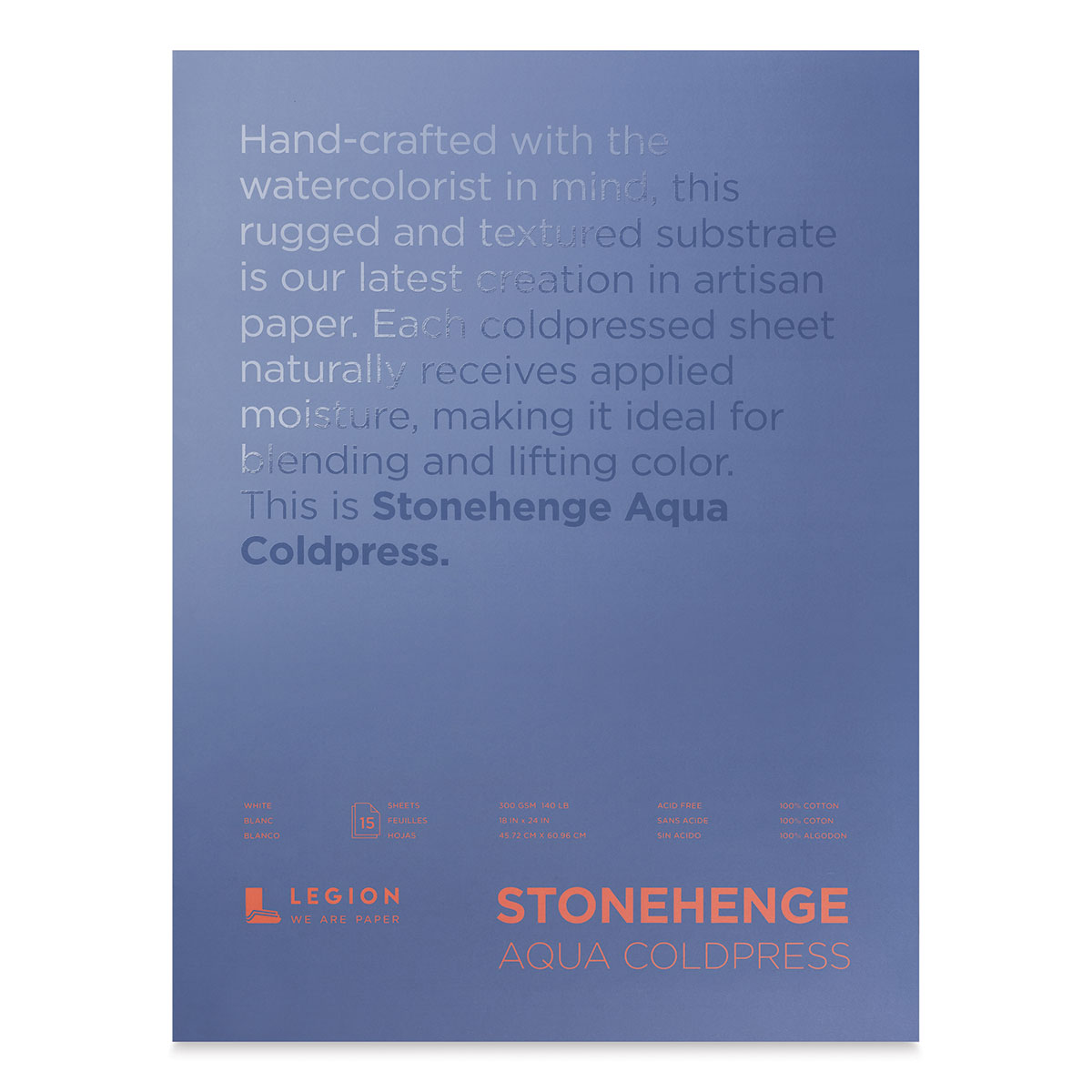 White Legion Stonehenge Aqua Watercolor Block L21-SQC140WH1010 Cold Press 10 by 10 inches 140lb 15 Sheets 