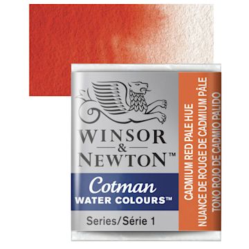 Open in modal - Winsor & Newton Cotman Watercolor Half Pan - Cadmium Red Pale Hue and swatch