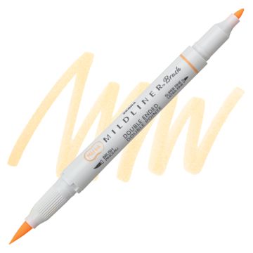 Open in modal - Zebra Mildliner Double Ended Brush Pen - Orange, swatch and pen