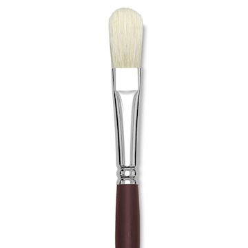 Open in modal - Silver Brush Silverstone Premium White Hog Bristle Brush - Filbert, Long Handle, Size 8 close up