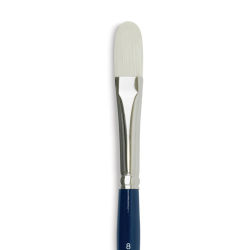 Silver Brush Bristlon Stiff White Synthetic Brush - Filbert, Size 8, Short Handle (close-up)