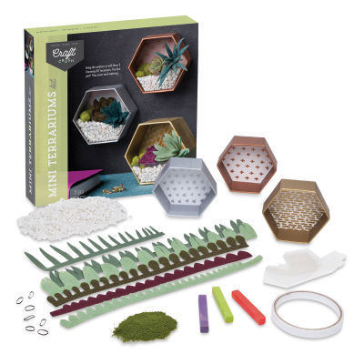 Craft Crush Mini Terrariums Kit (Kit contents shown with packaging)