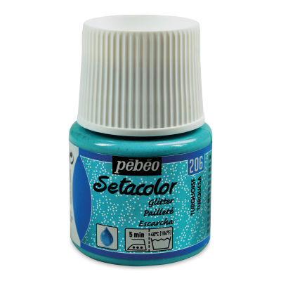 Pebeo Setacolor Fabric Paint - Turquoise, Glitter, 45ml Bottle