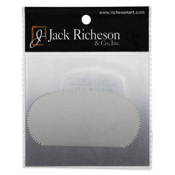 Richeson Stainless Steel Scrapers - Oval, Serrated Edge, 2" x 3-7/8" (Front of package)