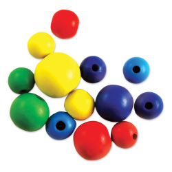Krafty Kids Wood Beads - Round, Assorted Colors, Package of 13