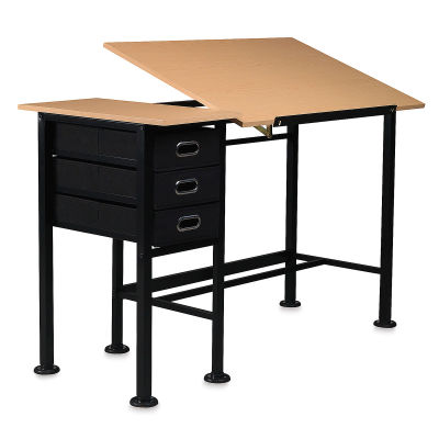 Martin Universal Design Dorchester Split-Top Table - Angled view showing Drafting Table portion raised