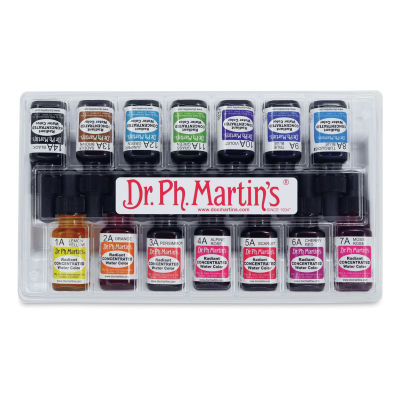 Dr. Ph. Martin's Radiant Concentrated Watercolor Set - 1/2 oz, Set of 14, Assorted, Set A
