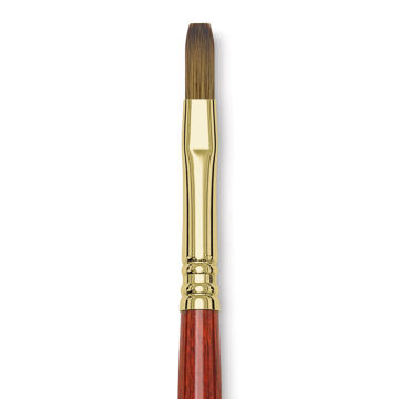 Open in modal - Blick Master Kolinsky Sable Brush - Flat, Short Handle, Red, Size 6 close up