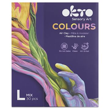 Open in modal - Okto Sensory Art Colours Air Clay - Assorted Colors, Pkg of 30 - front of packaging
