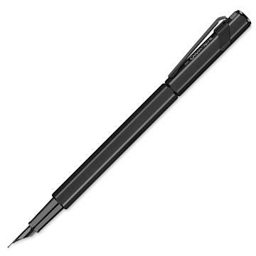 Open in modal - Caran d'Ache 849 Black Code Fountain Pen - Black, Fine Tip, cap off showing clip 