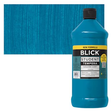 Open in modal - Blick Student Tempera Paint - Turquoise, 32 oz bottle and swatch