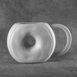 Duncan Oh Four Bisque Drinkware - Side view of Donut shaped Mug 