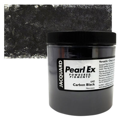 Jacquard Pearl-Ex Pigment - 4 oz, Carbon Black, Jar with Swatch