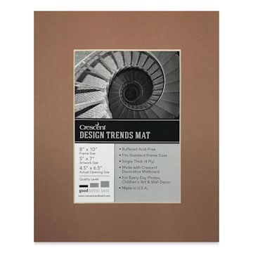 Open in modal - Crescent Pre-Cut Mat - Taupe, 8" x 10" (4-1/2" x 6-1/2" Opening)