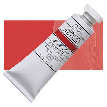 Open in modal - M. Graham Artists' Gouache - Cadmium Red Light, 15 ml tube and swatch