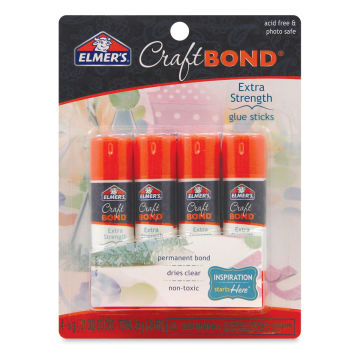 Elmer's Craft Bond Extra Strength Glue Sticks - Front of Blister Package of 4