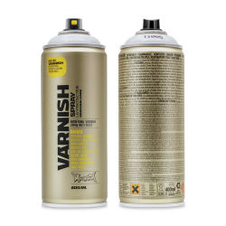 Montana Varnish Spray - Semi-Gloss, 400 ml (Front and back of spray can)
