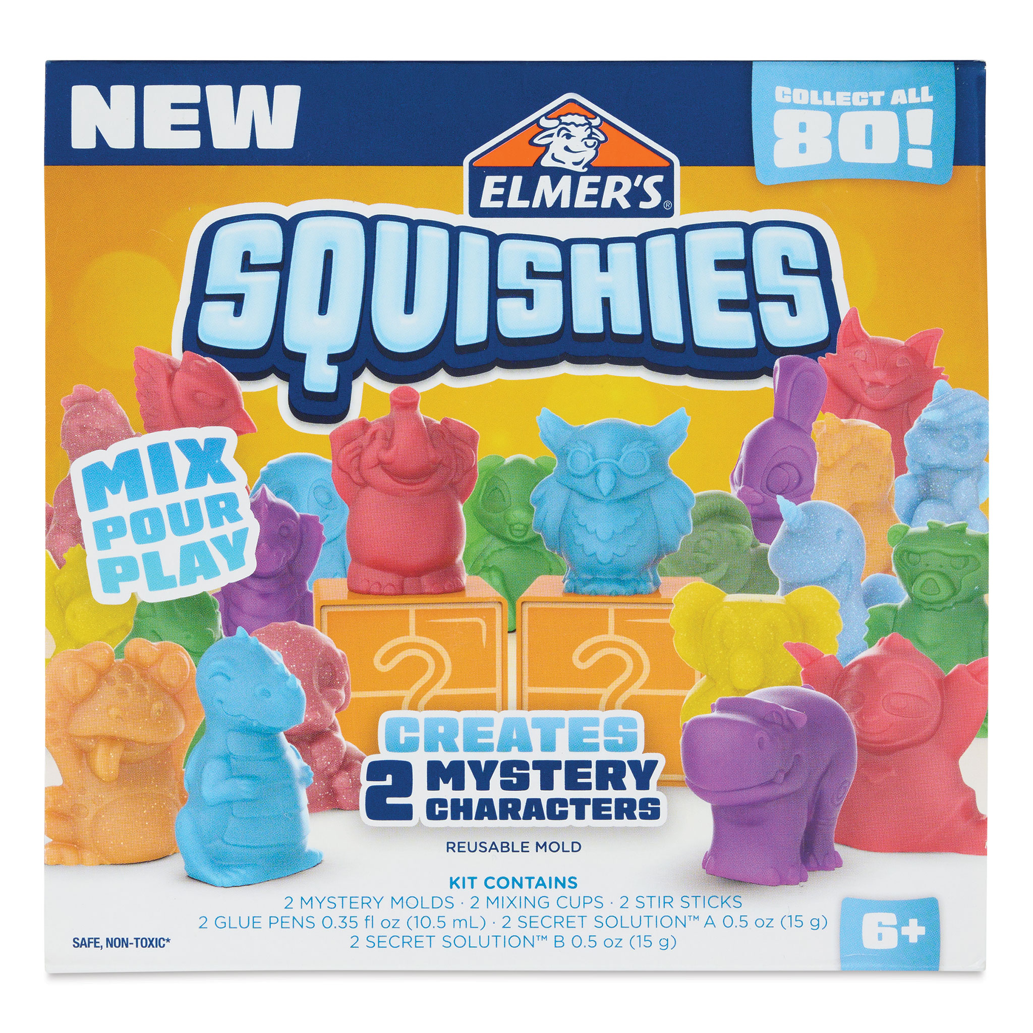 Elmer’s Squishies DIY Squishy Toy Kit, 4 Count Mystery Characters