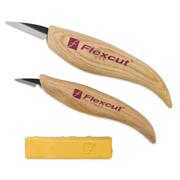 Open in modal - Flexcut Whittler's Kit - Set of 3, two knives and polishing compound 