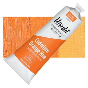 Open in modal - Utrecht Studio Series Oil Paint - Cadmium Orange Hue, 200 ml tube and swatch