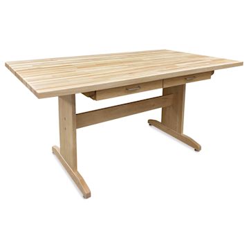 Open in modal - Hann Art Table - 72'' L x 42'' W x 36'' H, Squared Corner With Drawer, 1.75" Maple Top