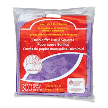 Open in modal - Pacon Decopuffs - Front of package of 300 Purple Sheets