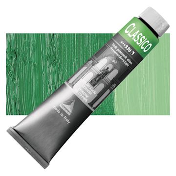 Open in modal - Maimeri Classico Oil Color - Permanent Green Light, 200 ml tube and swatch