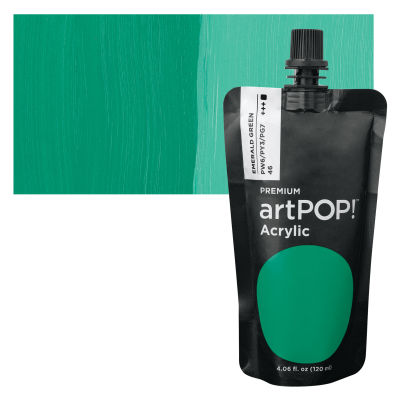artPOP! Heavy Body Acrylic Paint - Emerald Green, 120 ml Pouch with swatch