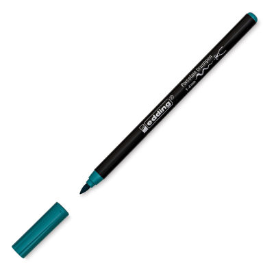 Edding 4200 Series Porcelain Brush Pen - Turquoise (Cap off)