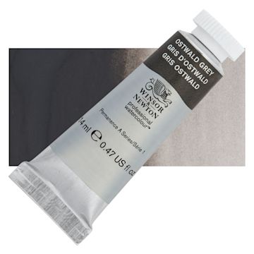 Open in modal - Winsor & Newton Professional Watercolor - Ostwald Gray, 14 ml Tube and swatch